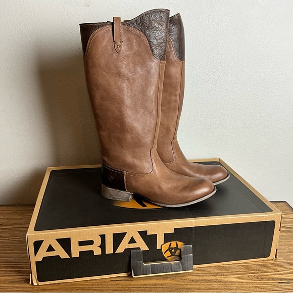 Ariat Paragon Brown and Tan Leather Equestrian Inspired Tall Boots, NIB, Size 11 - Picture 8 of 9